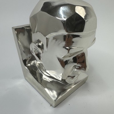Three Hands Corp  Crome  Painted Head Bookend  Dog 6 