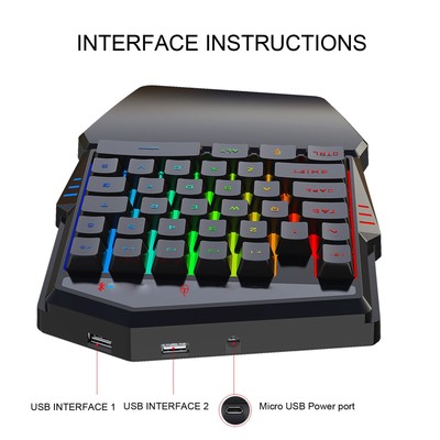 One Hand Keyboard Mouse 35 Keys RGB Backlight Gaming Half Keypad Mouse Combo Hot
