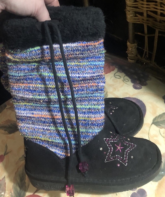Girls Skechers Black & Multicolored Boots Size 11