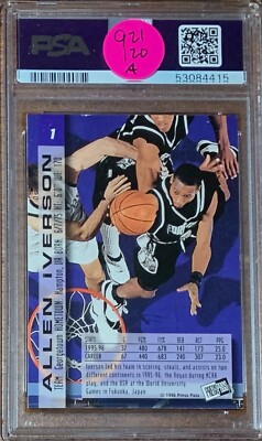 1996 Press Pass Basketball #1 Allen Iverson Rookie PSA 8 | eBay