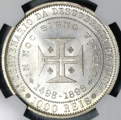 1898 NGC MS 65 Portugal 1000 Reis India Discovery Mint State Coin (21031302C) - Picture 5 of 7