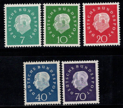 Prophila Collection BRD Briefmarken 302-306 Komplett Postfrisch ** MNH – Heuss III 1959