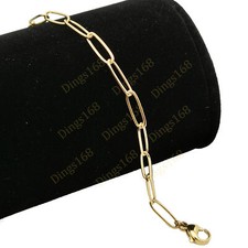 Designer Inspired Genuine 18K Yellow Gold Filled 3.5mm Paper Clip Chain Bracelet