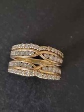 Engagement Enhancer Wrap Guard Ring 1Ct Lab Created Diamond 14K Yellow Gold Over