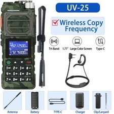 UV25 10W FM WALKIE TALKIE LONG RANGE TRI-POWER TWO WAY RADIO VOX 48CM ANTENNA US