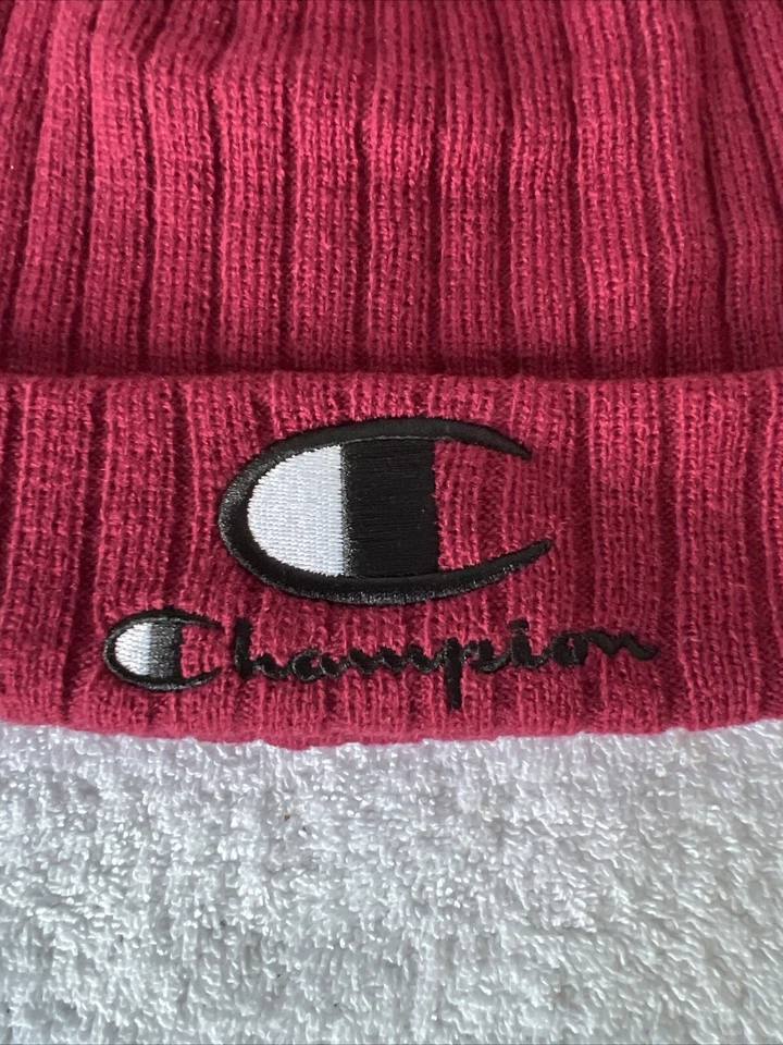 Nuevo con etiquetas Conjunto de guantes y sombreros Champion para adultos granate talla única puño acanalado logotipo bordado Foto 2 de 4