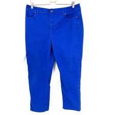 Talbots Heritage slim crop bright blue jean high rise stretch casual pants 14 32