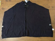 NEW CROFT  BARROW Black Poncho Sweater Open Front L/XL NWT