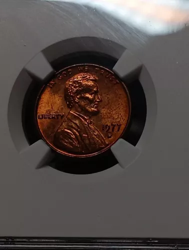 1977 D Lincoln Memorial Cent Penny Coin MS62 Rb NGC Brown Label Holder