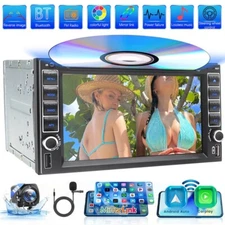 Apple/Android Carplay GPS Radio Double Din Car Stereo 6.2" CD DVD Player +Camera