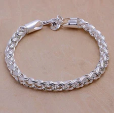 8" Mens Womens 925 Sterling Silver 6mm Twisted Rope Link Chain Bracelet 