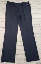 RALPH Ralph Lauren MENS 44R Wool Blend Stretch Blue Plaid Dress Pants UNHEMMED