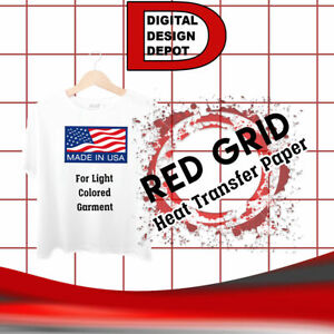 HEAT TRANSFER PAPER FOR INKJET PRINTING  RED GRID 100PK LIGHT 11"x17”