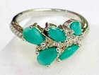 HSN Colleen Lopez Sterling Silver Sakota Emerald & White Zircon Ring Size 8 — photo 1