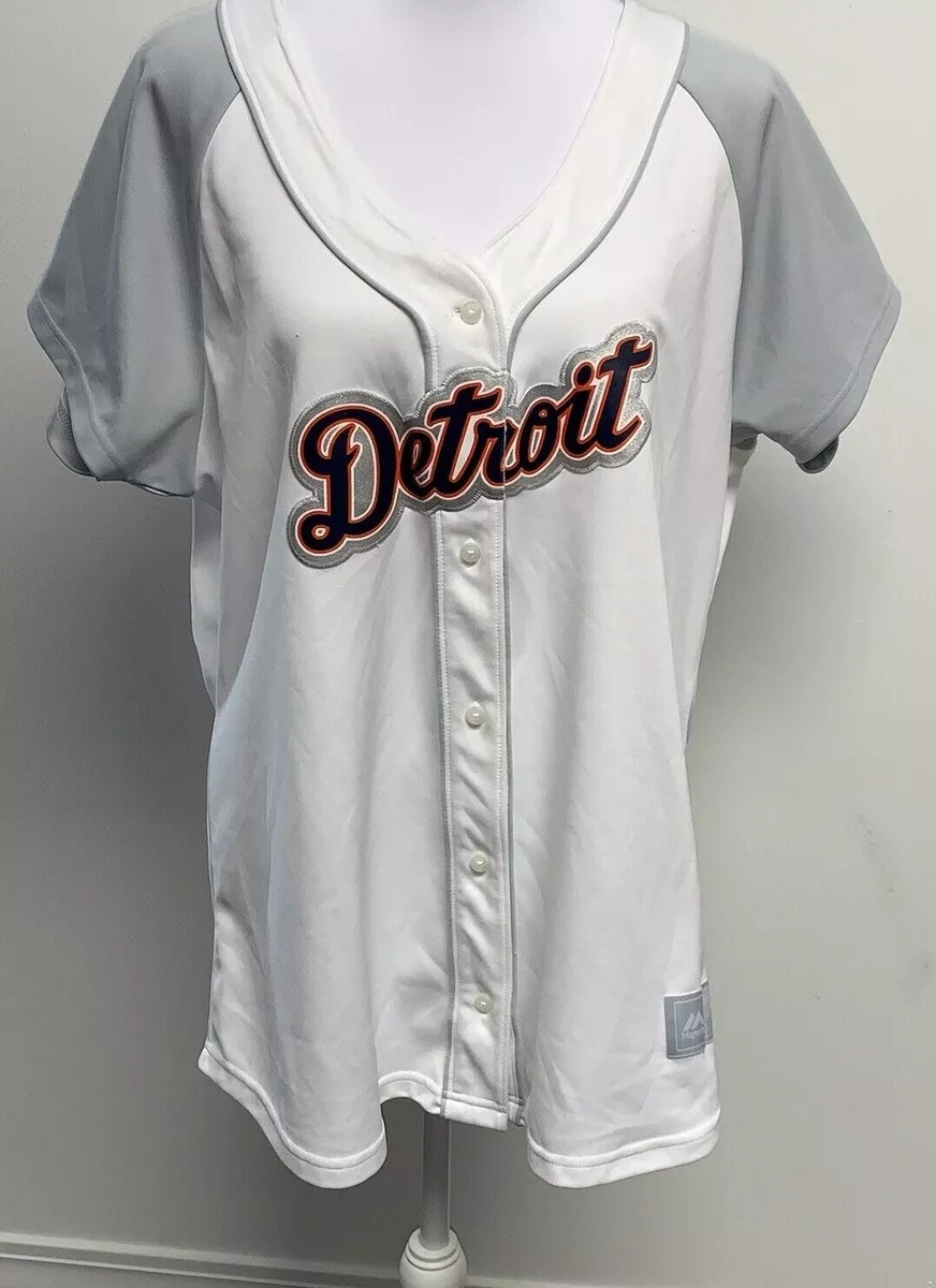 Majestic Fan Fashion | Women's Size XXL |White/Gray Sleeve Detroit Tigers  Jersey