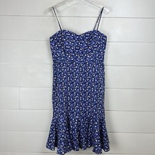 J. Crew Liberty Fabric Sarah Floral Ruffle Hem Midi Dress Women 8P Blue