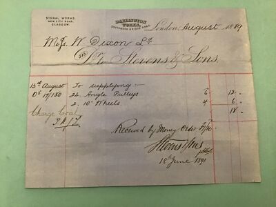 UK London Stevens & Sons Darlington Works 1889 Quittung R42717