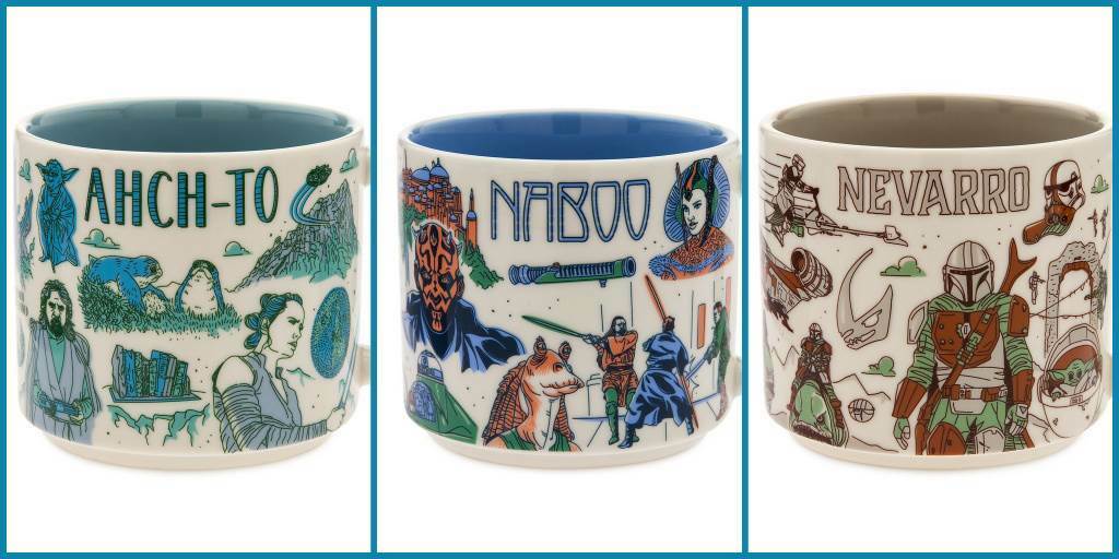 Disneyland 2022 Star Wars Starbucks 3 Mug Set: Naboo, Ahch