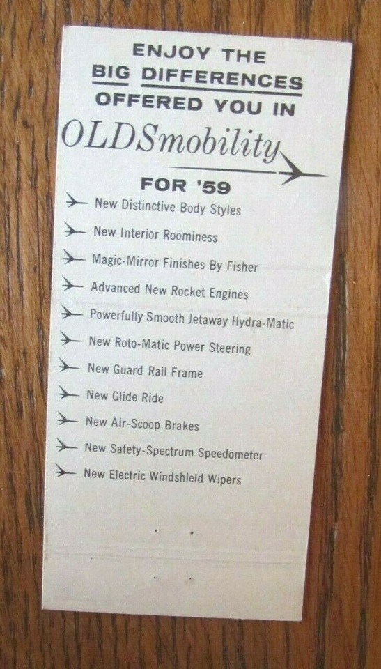 1959 NIX MOTORS OLDSMOBILE CAR DEALER MATCHBOOK MATCHCOVER (LAMESA