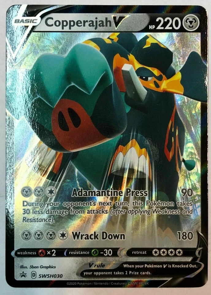 NEW Pokemon Copperajah V SWSH030 Ultra Rare Jumbo Holo Black Star Promo Card - Image 4 of 4