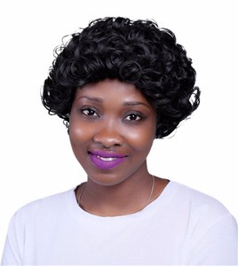 Women S Black Short Curly Mushroom Chic Hairstyle Synthetic Hair