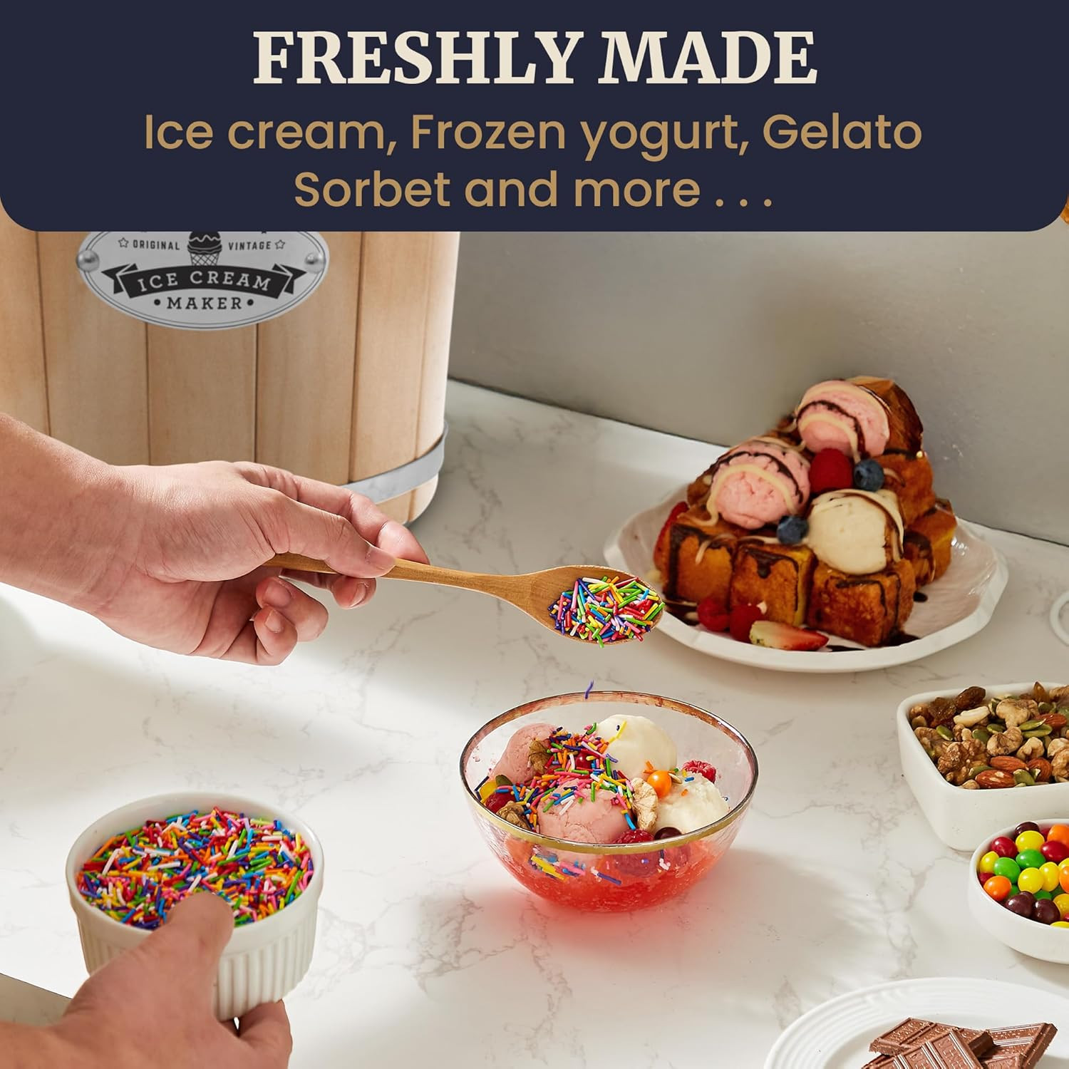 Elite Gourmet Maxi-Matic EIM-924L 4 Quart Old Fashioned Electric Ice Cream Maker