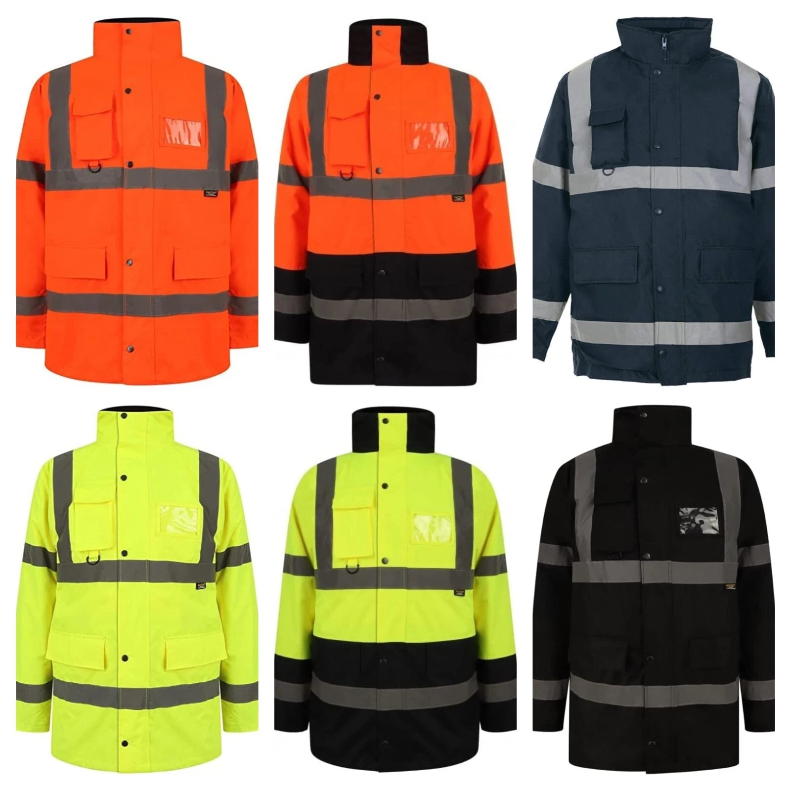 HI VIZ PARKA COAT HIGH VISIBILITY REFLECTIVE WORK WEAR FLEECE WATERPROOF JACKETS