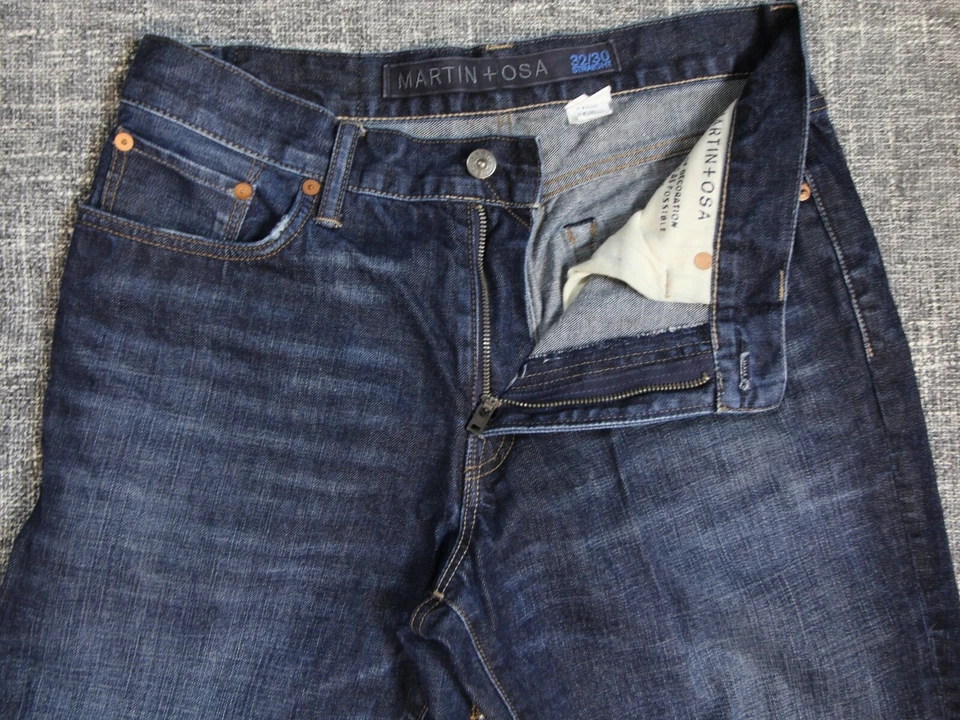 Hombre MARTIN + OSA Vaqueros Rectos Denim Oscuro Azul Oscuro, Pantalón Talla 32 X 30 Foto 4 de 4