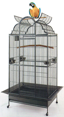 Large Stylish Wrought Iron Open Dome Play Top Parrot Macaw Cockatoo Amazon Cage