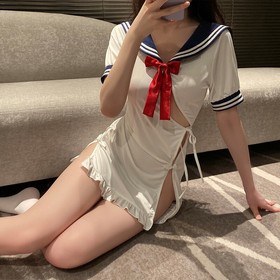 Women Sexy Lingerie School Girl Sheath Dress Tied Cosplay Porno Uniform Costume