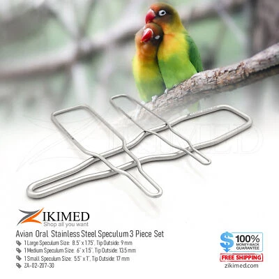 ZIKIMED Avian Bird Oral Speculum Stainless Steel 3-piece Speculum set for Bird