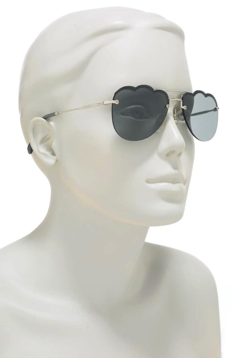 MIU MIU SMU56U 1BC-175 SILVER DARK GREY GEOMETRIC AVIATOR  display picture 2