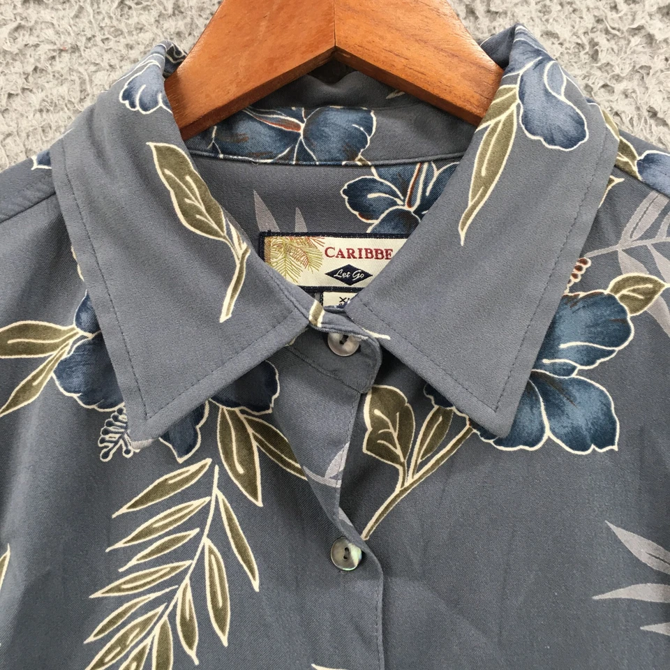 Camisa de manga larga Caribbean Joe para mujer XL floral con cuello abotonado multicolor Foto 3 de 4