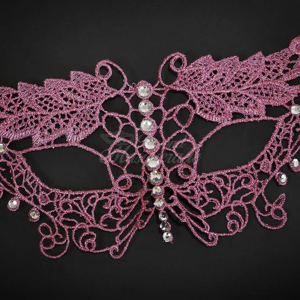 Lace Collection | Lace Masquerade Mask LM0401Pink - Image 3 of 4
