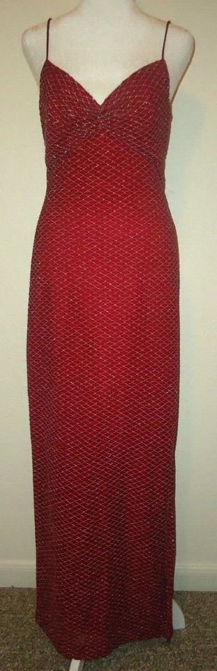 Vestido largo formal borgoña forro vintage años 90 DE-LARU BY SHEILA YEN talla 11/12 Foto 2 de 4