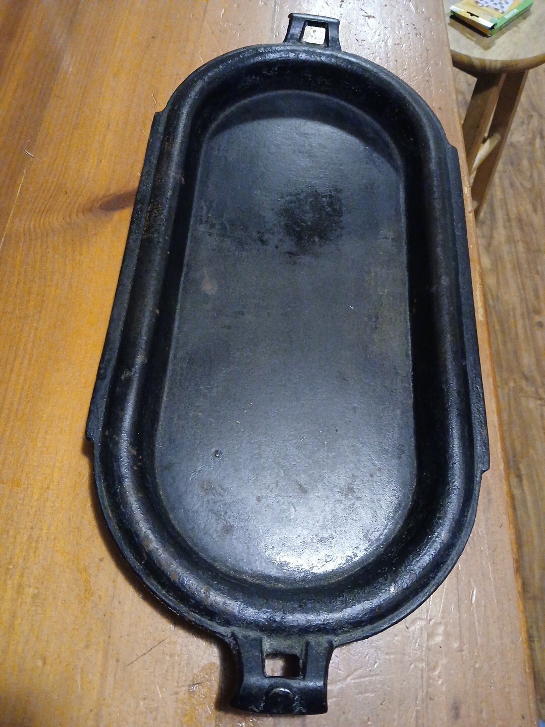 Antique Cast Iron No. 8?? Gate Marked Oval Griddle Sad Iron Heater