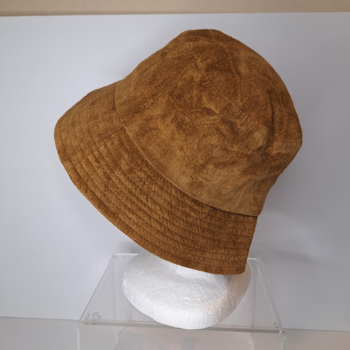 Suede Bucket Hat Unisex Packable Casual Brown Tan PigSuede 