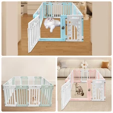 13 Panel Dog Playpen With Door HDPE Pet Safety Fence For Small/Medium-Sized Pets