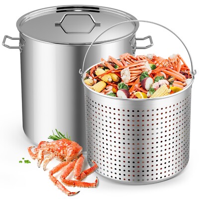 Commercial 64-100qt Crawfish Boil Stock Pot Stainless Steel Turkey Fryer