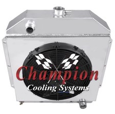 Rn Champion 2 Row Radiator Chevy Config16 Fanshroud For 1949-1953 Ford Cars