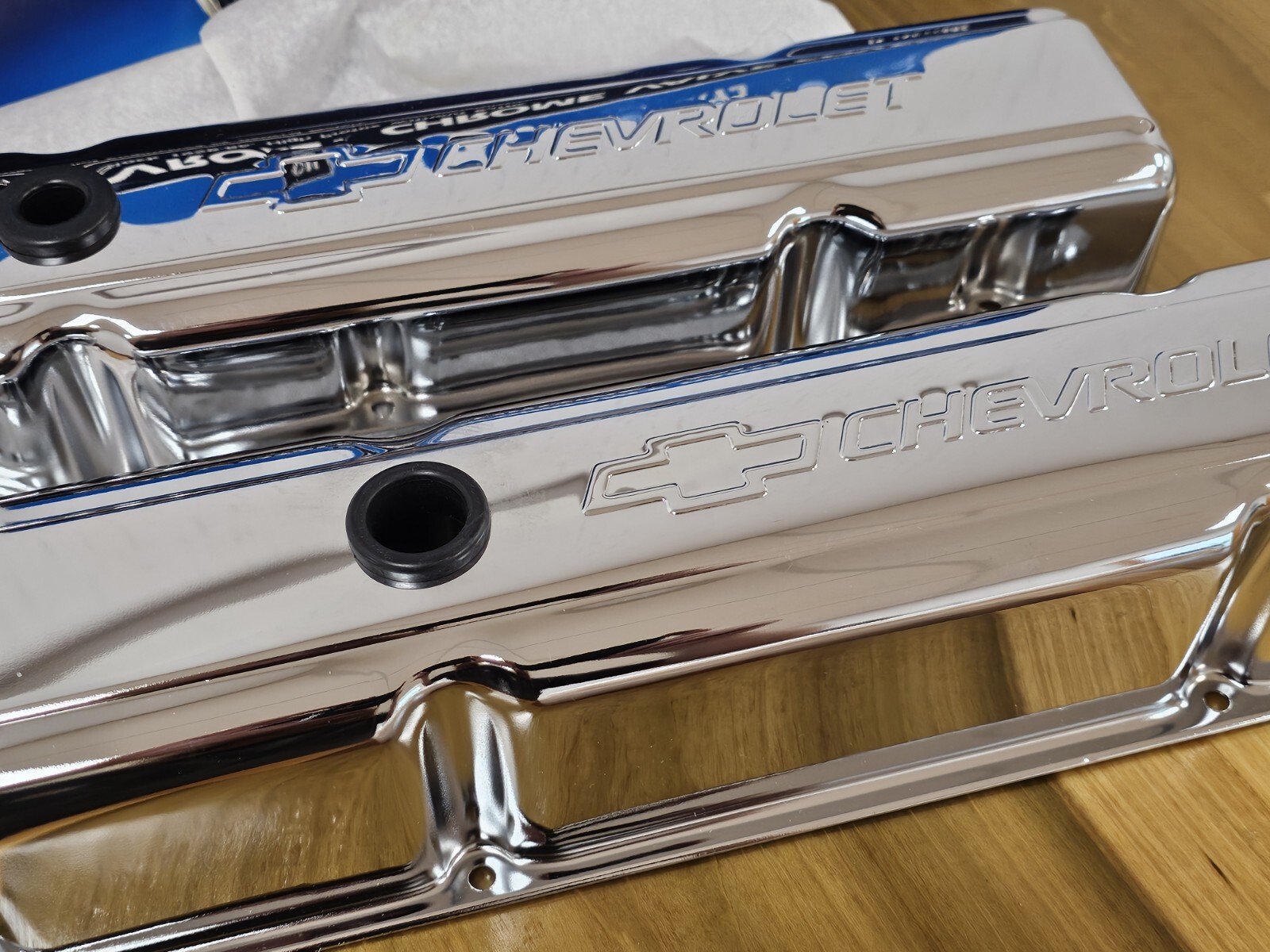 NOS 1958-1986 CHEVROLET SMALL BLOCK TALL CHROME VALVE COVERS GM PERFORMANCE 