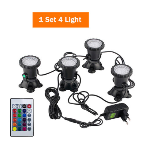 4x Submersible 36 LED RGB Pond Spot Lights Underwater Pool Fountain + Remote USA - Picture 5 of 12