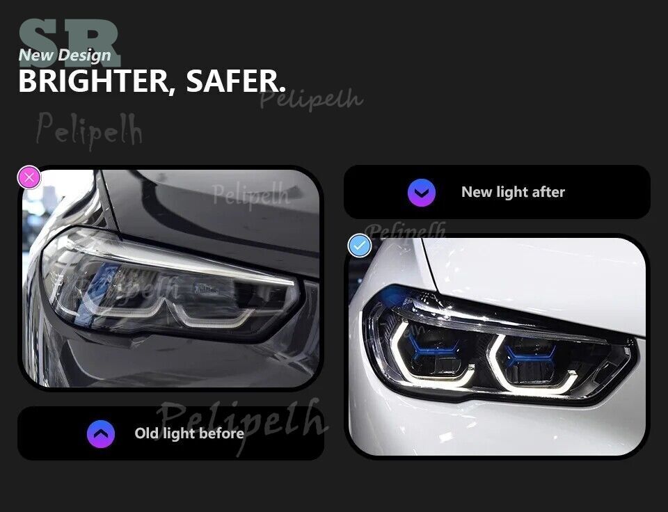 Pair LED Headlights Sequential Signal Assembly For BMW X5 G05 X6