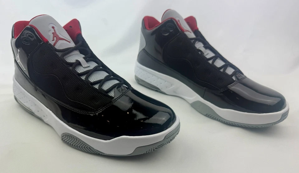 Nike Air Jordan Max Aura 2 preto cimento cinza lobo vermelho CK6636-006 masculino tamanho novo na caixa - Imagem 3 de 4