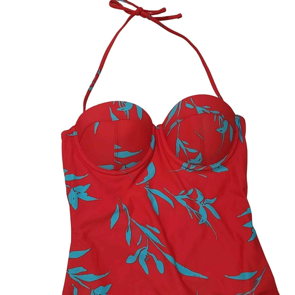 Traje de baño Gap Body Halter S rojo azul floral tropical convertible sin tirantes playa Foto 2 de 4
