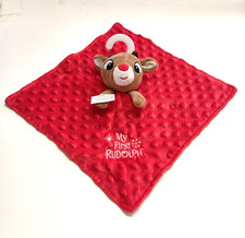 NEW RUDOLPH RED NOSE REINDEER MY FIRST RUDOLPH BABY SECURITY BLANKET RATTLE TOY