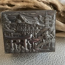 Antique Japanese Silver Tone Metal Trinket Box Made In Japan