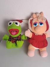McDonald's '87 Muppets Christmas Baby Kermit Baby Miss Piggy 9" Plush