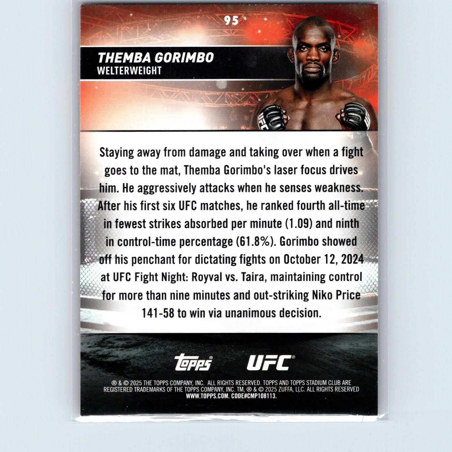 Ufc Rio 2025 2025 Topps Stadium Club UFC - Themba Gorimbo #95 - Red | eBay