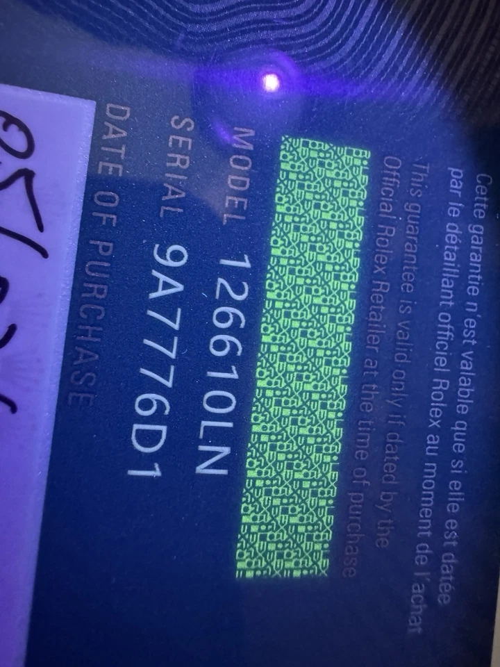 Rolex – Certificato di Garanzia (Card) 126610 Submariner 41mm - Immagine 4 di 4